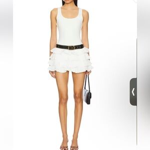 Show Me Your MuMu White Ruffled Skort Dress with Black Belt